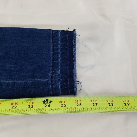 Indigo Rein Jeans Juniors 1 Mid Rise Ankle Distressed Stripe Accent Blue Denim - Picture 7 of 14